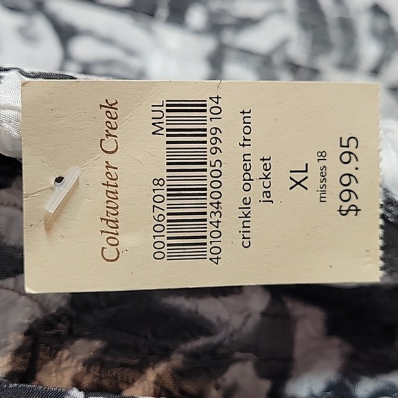 Coldwater Creek Crinkle open front gray & white jacket - Picture 2 of 8